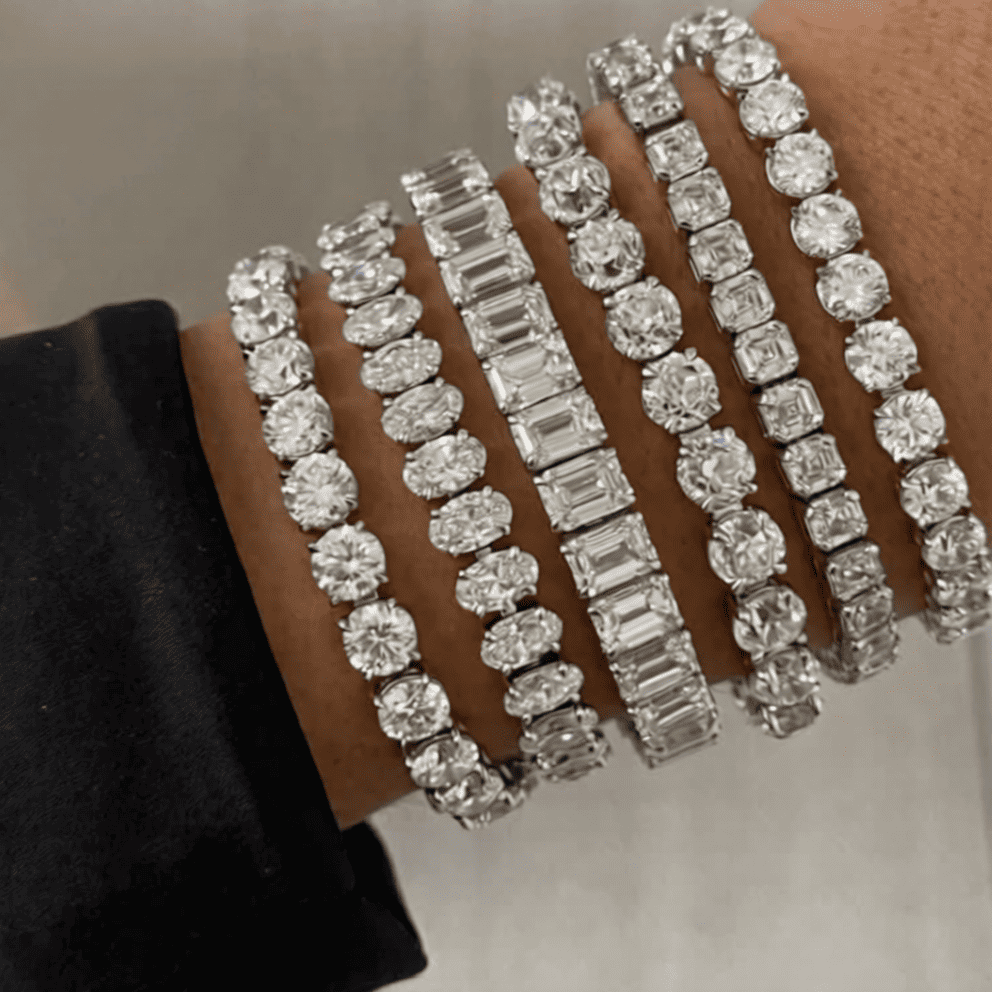 Fancy Color Lab-Grown Diamond & Gemstone Accent Tennis Bracelet